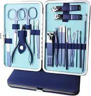Nail Clipper Kit Nail Clippers Set Grooming Kit Professional Pedicure Set Manicure Pedicure Set Finger and Toe Nail Care Blue 18 Piece Portable (Color : Blue)