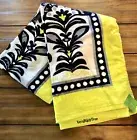 Vera Bradley Beach Towel FANFARE Yellow Black WHITE Oversized PLUSH Pool NWT NEW