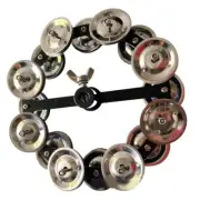 Hi hat Tambourine for Drums Steel Bells Easy Setup and Removal Black Frame