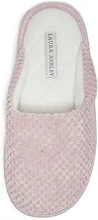 [Laura Ashley] Womens Plush Memory Foam Scuff Slippers, Fluffy Warm Micro Terry House Shoes, Comfy Slip On Bedroom Slipper