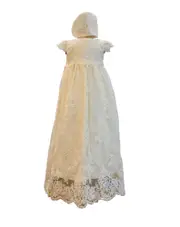 Christening - Ava Ivory Silk & Sequined French Lace Gown