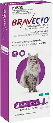 BRAVECTO CAT SPOT on 500G PURPLE >6.25-12.5KG