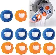 WDCFXY 10 Pcs Box-Packed Pet Hair Remover for Laundry, Laundry Pet Hair Catcher, Washing Machine Hair Catcher, Washing Balls Dryer Balls for Clothing Dog Cat Pet Fur Remover（Orange+Blue）