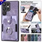 For Samsung S24 FE S23 S22 S21 S20 Ultra S10 Plus Leather Wallet Case Ring Cover