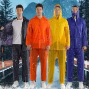 1 Set Rain Ponchos Hooded Protection Suits Outdoor Travel Pants Raincoat Split.