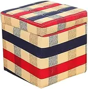 Storage Stool Footstool Cube Toy Storage Box Pouffe Seat Stool Practical Footrest Home Footstool (Color : Grid)