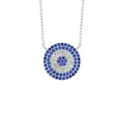 Silver Cubic Zirconia Set Clister Necklace - 925 Hallmarked