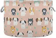 Yoogain Cute Cartoon Dogs Simple storage basket collapsable and waterproof organizers and storage basket with sturdy handle bins square utility for blanket book kitchen