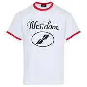 [We11done] Red Cursive Logo Fitted Ringer Tee