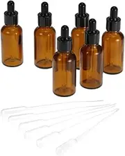 zolyet 6pcs 30ml Tawny ential Oil Bottles Glass Dropper Bottle Jars Round Head ential Oil Jars With tte