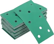 X AUTOHAUX Sandpaper Hook & Loop Sanding Sheets 7.09Inch x 3.74Inch Green 50 Pcs P120 Rectangular Flocking 8 Hole Efficient Grinding and Polishing