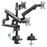 Brateck Aluminium Slim Pole Held Mechanical Spring Triple Monitor Arm [LDT20-C036UP]