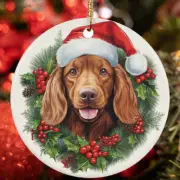 Cute Cocker Spaniel Dog Flower Wreath Christmas Ornament Gift Tree Decor Hanging