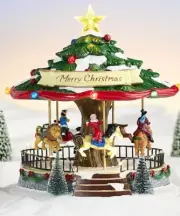 St Nicholas Square Village ~ Merry Christmas Tree Carousel ~ 2022 Music Motion