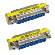 2x PC 25-Pin D-SUB DB25 Female to Female Mini Gender Changer Coupler Gold Plated