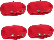 [LIFKOME] 4pcs Christmas Women's Wool Hat Cute Beret Hat Beret Hat for Women Hats for Women Painter Beret Hat Women Beret Xmas Beret Hat Artist Beret Hat Decorative Beret Hat Caps Party Red