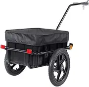 Bike Trailer Bike Trailer Cargo ，70L Cargo Trailer Bike Bicycle Trolley Cart Handle Carrier with Cover，Bicycle Cycling Camping Luggage Storage Carrier Transport Iron Black
