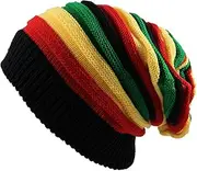 [Qhome cap] Qhome Fashion Bob Marley Jamaican Reggae Cap Multi-Colour Striped Rasta Hat Slouchy Baggie Beanie Skullies Gorro Rasta Women