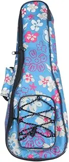 Vaguelly Floral Plaid Pattern Ukulele Backpack 21'' Duffle Bag for Women Men Mesh Pocket and Tie Rope