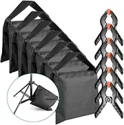 Neewer 6-Pack Heavy Duty Sandbag (Black) for Photo Studio Light Stands Boom Arms with 6-Pack Muslin Backdrop Spring Clamps Clips (Empty Sandbag)