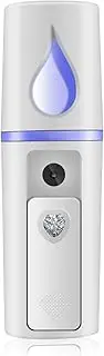 Nano Facial Mister Portable Mist Sprayer with Mirror Mini Cool Mist Spray for Skin Care & Facial Body Moisturized & Eyelash Extensions, USB Rechargeable (White)