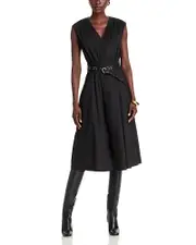 Michael Michael Kors Poplin Belted Midi Dress