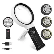 40 X 30 X 10 Times Magnifying Glass, 36 LED Light-Emitting Magnifier, Suitable for Elderly Reading As Shown
