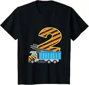 [X.Style] Kids 2 Years Truck Construction Site Worker 2nd Birthday ds569 T-Shirt (S) Black
