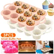 3Pcs Silicone Muffin Pan 12-Cavity Muffin Baking Mold Temperature ResistantTray✜