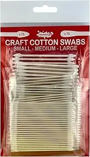 Ickysticky Mixed Craft Cotton Swabs (Pack of 150) Small, Medium, Large Paint Chip Repair Car Detailing Cleaning Tools Airbrush Decals Models, Re-useable, Paper Stick, Cotton tip.