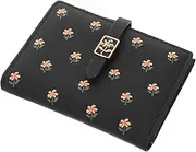 [Baluue] Cute Cartoon Wallet for Women Compact Bifold Card Holder for Travel Black Coin Purse with Charming Design and Multiple Card Slots Lightweight and Functional