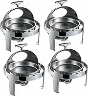 Chafing Dish Buffet Set, Rectangular Heating Set with The Top of The Coil, Isolated Four-Part Water Tray, Food Tray Holder Lid for Meals at Parties, Weddings, Birthdays ~