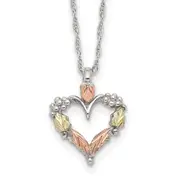 Sterling Silver Landstrom'S Mt. Rushmore Black Hills 12K Gold Accents Open Heart 18 Inch Spring Ring Clasp Necklace