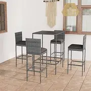 Patio Furniture Sets 5 Piece Garden Bar Set with Cushions Poly Rattan Grey