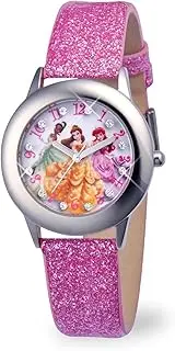 [Disney] Princess Tween Stainless Steel Analog Quartz Watch, Pink, Children's Watches