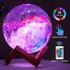 3D Galaxy Moon Night Lamp 16 LED Colors, Remote & Touch Control 15CM