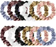 12 Pieces Silk Hair Scrunchies Silk Hair Tie Elastic Ponytail Holders for Women Girls Hair Accessories-002