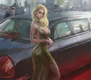 Anime women artwork futuristic concept art cyberpunk in Playmat Gaming Mat Desk