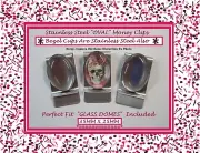 35mm X 25mm OVAL Bezel Tray BLANK Money Clip Stainless Steel Glass Dome Included