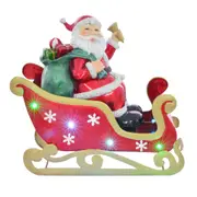 Gibson Gifts Lustre Xmas LED Sleigh & Santa Home/Living Room Decor 32x30cm