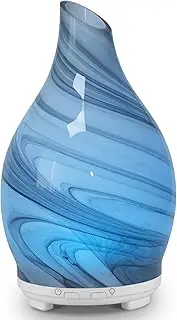 Essential Oil Diffuser Aromatherapy Diffuser- 120ml Art Glass Ultrasonic Cool Mist Scent Aroma Oil Diffuser with Auto Shut-Off Protection & 7 Colors Night Light for Home Office Decor&Gift (Grey Wave)