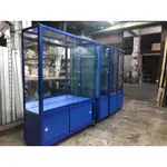 藍色鋁料邊框玻璃櫃，精品玻璃櫃 玻璃展示櫃 鋁料邊框玻璃櫃 模型公仔玻璃櫃