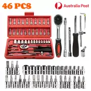 46PCS 1/4 Inch Drive Socket Ratchet Wrench Set Ratchet Socket Car Repair Tools