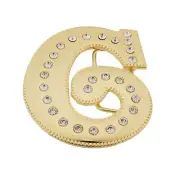Initial C Letter c Western Belt Buckle Gold Metal Iced Style Rhinestones Womens