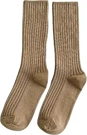 [Sarkoyar] 1 Pair Pile Socks Keep Warm Skin-affinity Long Tube Student Girls Pile Stockings for Girls, Khaki, One Size, Khaki, One Size