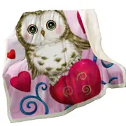 Cute Owl Always Love You Red Hearts Throw Blanket