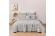 Dreamaker Lennox Chevron 6 Piece Comforter Set Silver (Double,Queen, King)