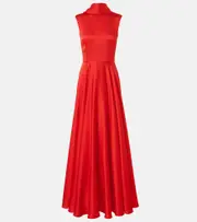 [Solace London] Solace London Emelia scarf-detail satin gown UK 14 red