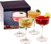The mask el turko Vintage Coupe Glasses Set of 4, Champagne, Cocktail, Martini, Wine Glasses, Long Stem Glassware, (8.8oz/260ml) (4 Pcs)