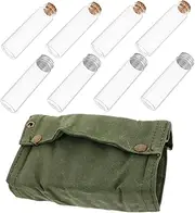Kisangel Glass Canvas Seasoning Bottle Set Compact Outdoor Condiment Holder for Camping BBQ